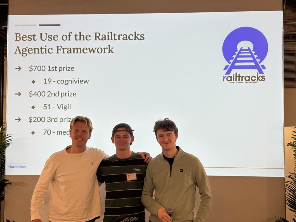 CogniView team receiving Best Use of Railtracks award